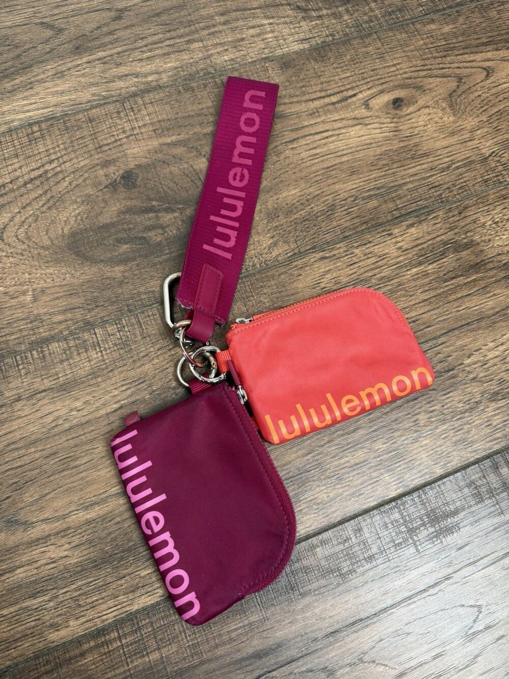 Lululemon Athletica Dual Pouch Wristlet Keychain Wallet Pink